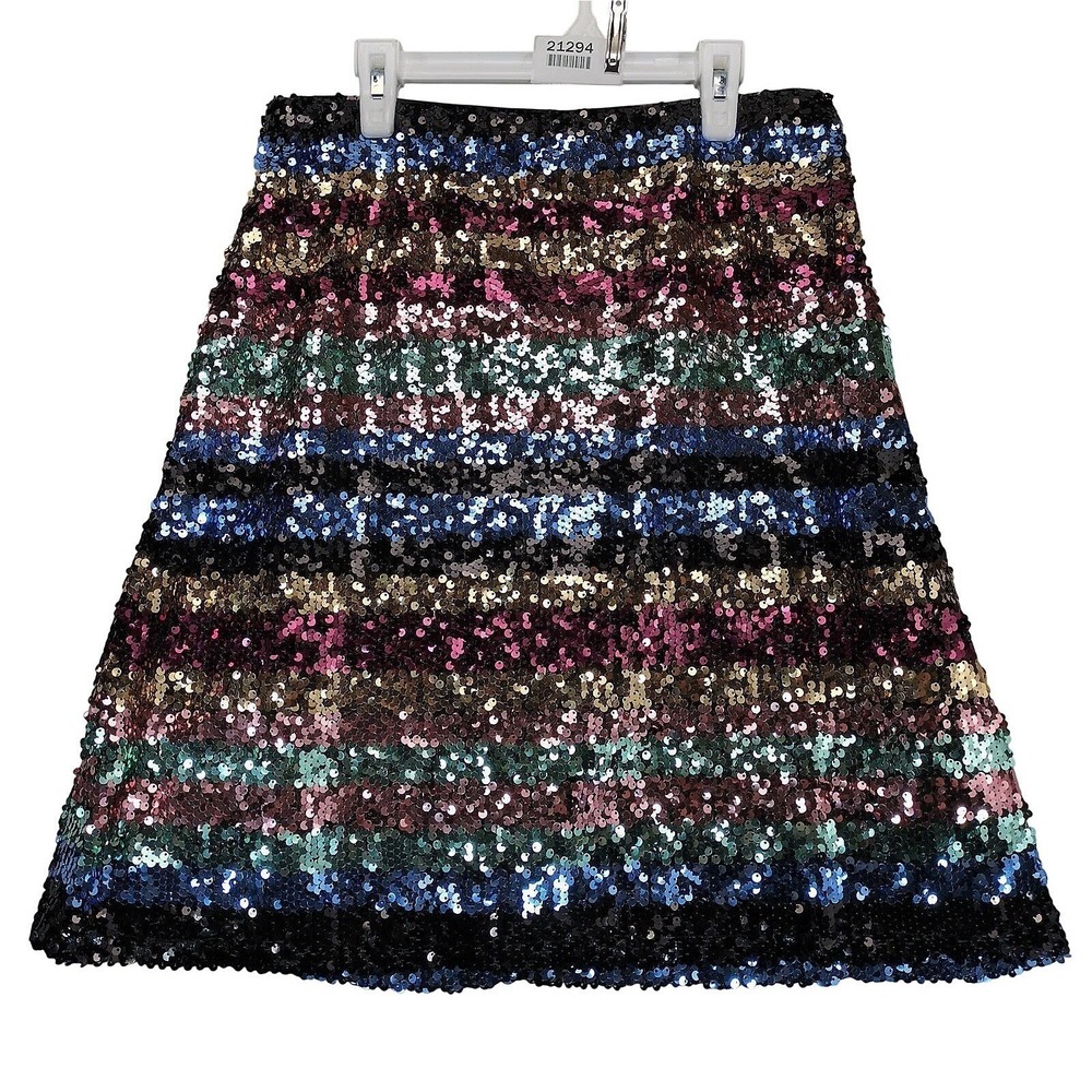 Beige by ECI Sequin Mini Skirt Size 10 Stretch Lined Multicolor Party Clubwear